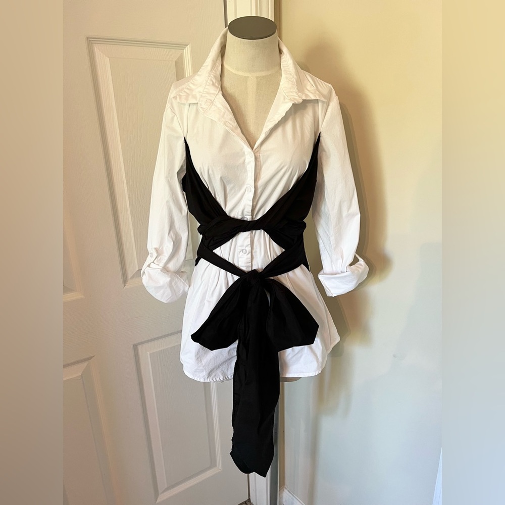 New York & Co White & Black Size L Blouse